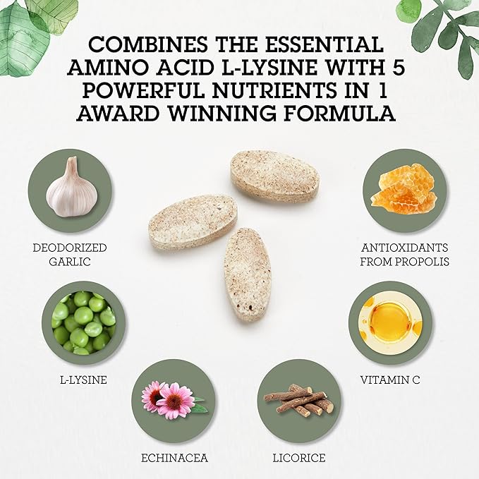 Quantum Health Super Lysine+ / Advanced Formula Lysine+ Immune Support with Vitamin C, Echinacea, Licorice, Propolis, Odorless Garlic (180 Tablets), Packaging may vary