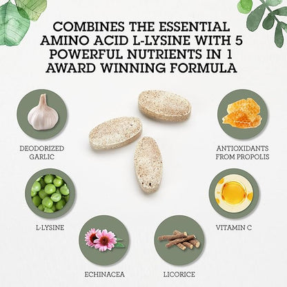 Quantum Health Super Lysine+ / Advanced Formula Lysine+ Immune Support with Vitamin C, Echinacea, Licorice, Propolis, Odorless Garlic (180 Tablets), Packaging may vary