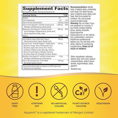 Nature's Way Alive! Calcium Max Absorption, Bone Support*, Plant Source Calcium, Vitamin D3 & K2, Magnesium, 120 Tablets (Packaging May Vary)