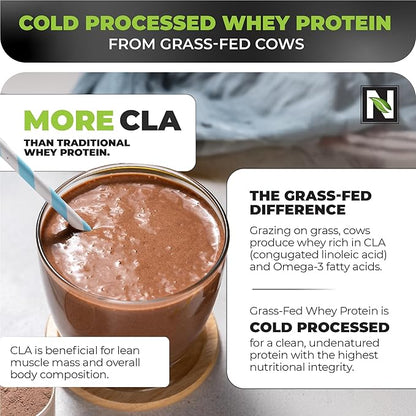 Nutrology Grass Fed Whey Protein Powder, Creamy Chocolate Flavor, Supports Lean Muscle Recovery & Performance, Cold Processed Grass Fed Whey and Amino Acid Powder, Shake, Blend or Bake, 28 Servings