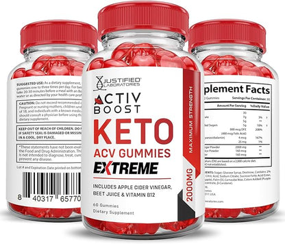 (3 Pack) Activboost Keto ACV Gummies Extreme 2000MG Active Boost Keto Gummies Apple Cider Vinegar Activ Boost Formulated with Pomegranate Beet Juice Powder B12 Vegan Non GMO 180 Gummys