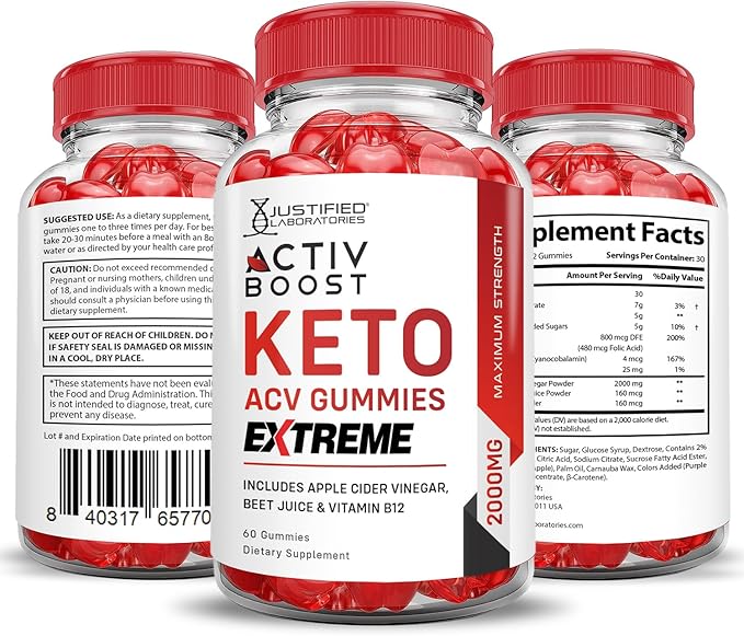 (5 Pack) Activboost Keto ACV Gummies Extreme 2000MG Active Boost Keto Gummies Apple Cider Vinegar Activ Boost Formulated with Pomegranate Beet Juice Powder B12 Vegan Non GMO 300 Gummys