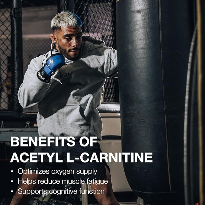 RAW Acetyl L-Carnitine Supplement, 500mg - Premium Cellular Energy Formula Boosts Cognition - Natural Energy Pills for Fatigue, Reduce Muscle Damage & Promotes Repair - 60 Capsules