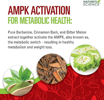 Nature's Science Berberine HCL with Phytosome Green Tea for Weight Management, 100% Pure Clinical Grade Berberine HCL for Better Absorption - Helps Metabolism, Keeps Full for Longer - 60 Caps