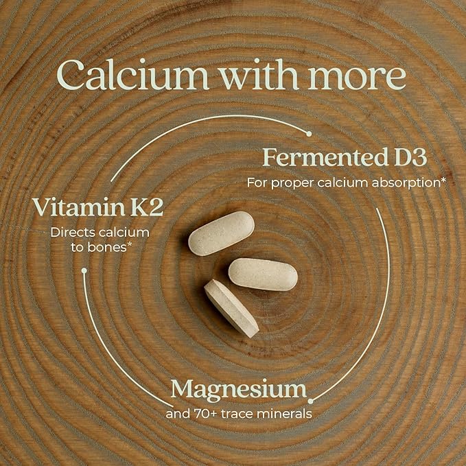 New Chapter Calcium Supplement - Bone Strength Organic Calcium with Magnesium, Vitamin D3+K2, 70+ Trace Minerals for Bone Health, Gluten Free, Easy to Swallow Slim Calcium Tablets - 180 Count