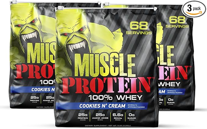 Muscle Protein Whey Powder [15 lbs/Pack of 1]–Cookies n Cream Protein Powder, Cold Filtered, 25g Pure Protein, 6.6g BCAAs (Packaging May Vary)