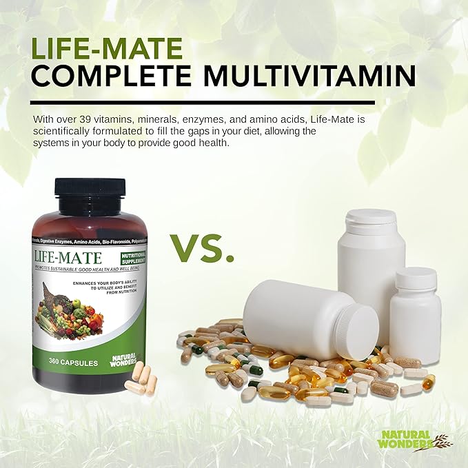 Natural Wonders Life Mate – Multivitamin Supplement | Prenatal Multi-Vitamins for Women with Nutritional and Immune Support | Energy Supplements for Men & Women (360 Capsules)