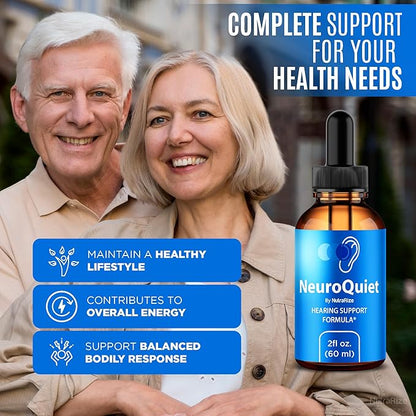 (3 Pack) NeuroQuiet Drops - Hearing Support Formula, Official NeuroQuiet to Support Cognitive Performance, All Natural Neuro Quiet to Maintain Auditory Health, Gotas Review (90 Servings)