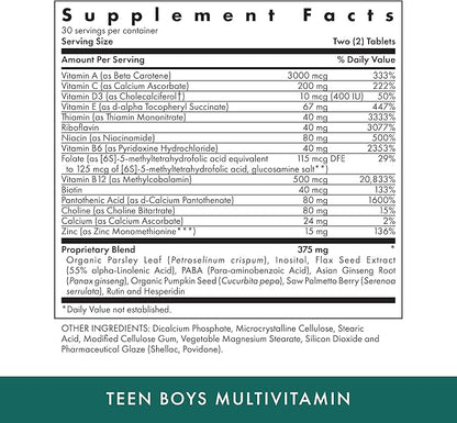 MICHAEL'S Health Naturopathic Programs Teen Boys - 60 Vegetarian Tablets - Daily Multivitamin Supplement - Kosher - 30 Servings