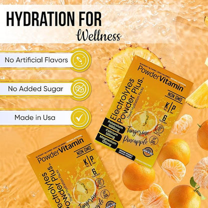 Electrolytes Powder Plus, Keto, Tangerine Pineapple, Sugar Free, 1000mg Potassium, 120mg Calcium, 120mg Magnesium, Non-GMO, Zero Calories, 30 Hydration Packets