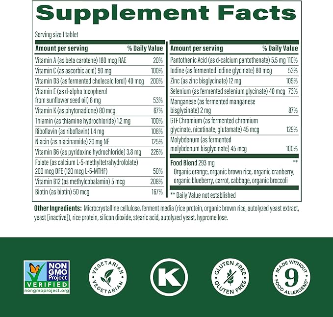 MegaFood Men's 55+ One Daily - Multivitamin for Men with Vitamin B12, Vitamin C, Vitamin D & Zinc - Optimal Aging & Immune Support Supplement - Vegetarian - Made Without 9 Food Allergens - 90 Tabs