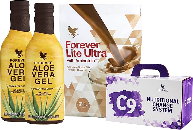 Forever Living - Forever C9 Lite Ultra Chocolate Cleanse Kit - Aloe Vera Gel, Plant-Powered Protein, Thermogenic Blend, Garcinia Cambogia, & Fiber