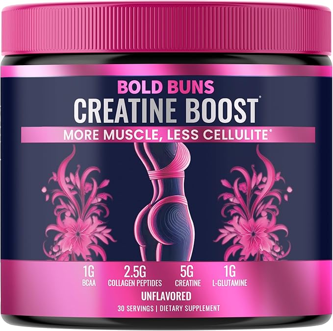 Creatine for Women | Booty Gain & Cellulite Reduction Powder Supplement | Bloating Free, No Filler, Vegan, Made in USA (Unflavored, 30 Servings) - 292.5g [Lid Color May Vary]