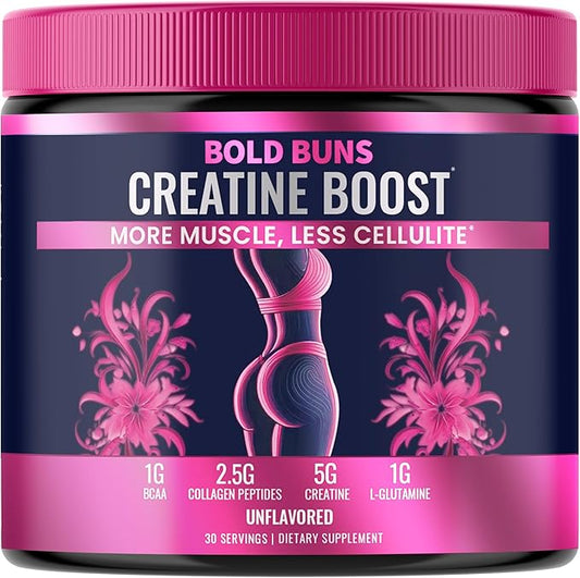 Creatine for Women | Booty Gain & Cellulite Reduction Powder Supplement | Bloating Free, No Filler, Vegan, Made in USA (Unflavored, 30 Servings) - 292.5g [Lid Color May Vary]