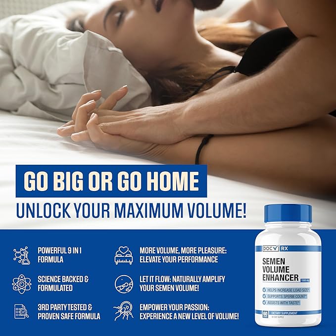 Doc Certified | Effective Semen Volume Booster for Load Boost | Volumizer For Thicker Load, Better Sensation, Count & Taste | 9 Powerful Ingredients | 3rd Party Tested + USA Made - 60 Capsules