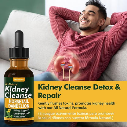 Kidney Cleanse Drops, Gotas de Chanca Piedra para Los riñones con Cola de Caballo y Diente de Leon for Water Away & Edema Relief. Nature Herbal Extract Liquid for Kidney Cleanse Detox &. 2oz
