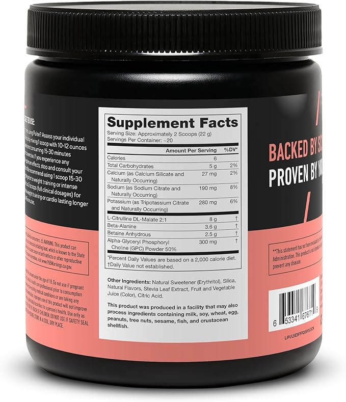 LEGION Pulse Pre Workout Supplement - All Natural Nitric Oxide Preworkout Drink to Boost Energy, Creatine Free, Naturally Sweetened, Beta Alanine, Citrulline, Alpha GPC (Caffeine Free Fruit Punch)
