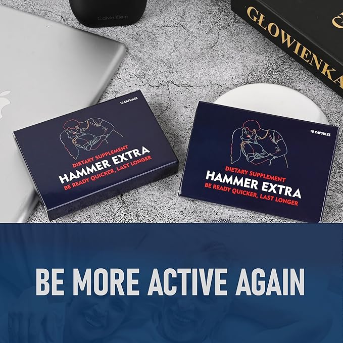 Hammer Extra Herbal Supplement for Men. Horny Goat Weed, Tongkat Ali, Ginseng & Maca Root for Energy, Stamina & Endurance. Fast Acting Male Performance Enhancing Pill - 10 Capsules
