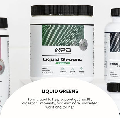 Nature's Pure Blend Liquid Greens - Superfood Greens - Detox & Digestion Health - Probiotic - Mushroom Blend - Adaptogens - Green Tea Matcha Taste (Matcha Flavor) - 30 Servings - Liquid Greens