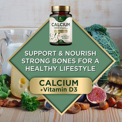 Calcium 1200 mg with Vitamin D3, Calcium Supplement Vitamins, Supports Bone Strength, Teeth & Immune System, Calcium Supplements for Women & Men, Nature's Absorbable Calcium Carbonate - 240 Tablets