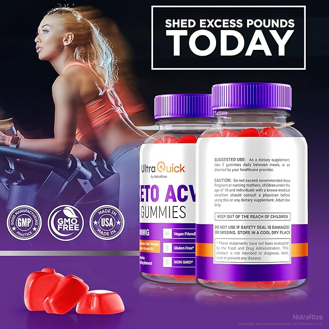 Ultra Quick Keto ACV Gummies, Ultra Quick Keto + ACV, All Natural Supplement, Premium Keto Plus ACV Formula, Apple Cider Vinegar 1000MG, Official UltraQuick Reviews (60 Gummies)