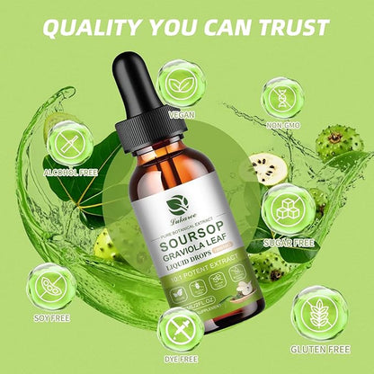 Nature Soursop Bitters Liquid, 2000mg Soursop Oil for Cell Support & Regeneration, Antioxidant, Immune Boost, Digestive, Sugar-Free, Gluten-Free, Soursop Multivitamin Drops 1 Month Supply 2 FL OZ