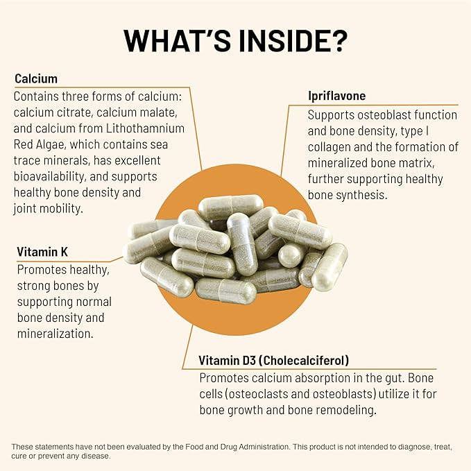Mountain Peak Nutritionals Osteo Supplement - Organ & Strong Bone Support, Promotes Bone Health - With Vitamins D3, K2, Calcium, and Magnesium - Bone Building & Strengthening (120 Vegetarian Capsules)