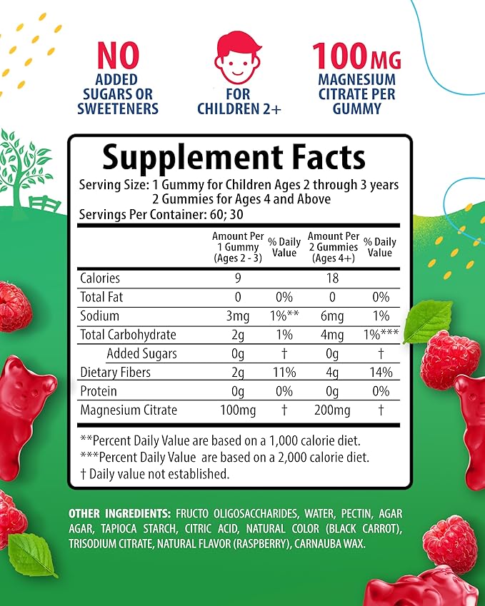 Magnesium Gummies for Kids & Adults - 100mg - Calm Magnesium Chews - Magnesium Citrate Chewable Supplement for Mood & Muscle Support