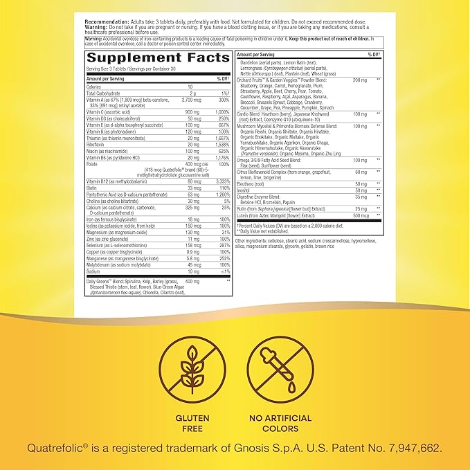 Nature's Way Alive! Max3 Potency Multivitamin, Ultra Potency B-vitamins to Support Energy Metabolism*, with Methylated B12 and Folate, 90 Tablets (Packaging May Vary)