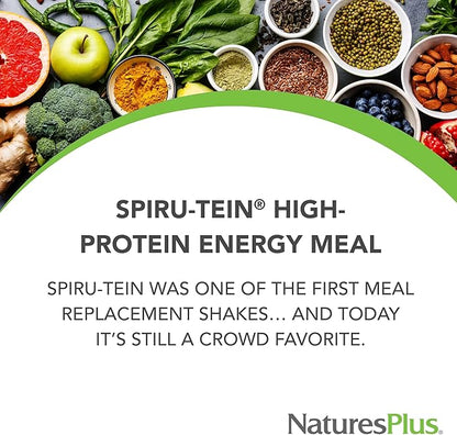 Natures Plus SPIRU-TEIN, Vanilla - 4 lbs - Plant-Based Protein Shake - Non-GMO, Vegetarian, Gluten Free - 60 Servings