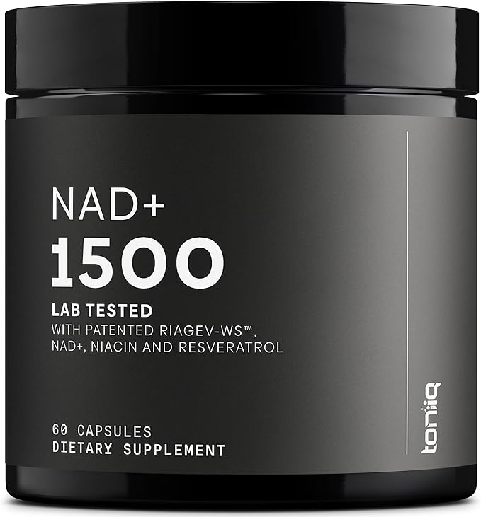 Ultra High Strength 1500mg NAD+ Supplement - Clinically Proven Third-Party Tested Ingredients with Patented RiaGev-WS™, Resveratrol, and Niacin - 60 Capsules TQ