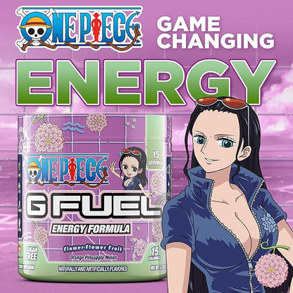 G Fuel ONE Piece Flower-Flower Energy Drink Powder, Pre Workout Caffeine Powder, Energy Powder Drink Mix for Gaming, Sugar Free Focus Amino + Antioxidants, 3.7oz (Orange Pineapple Melon, 15 Servings)