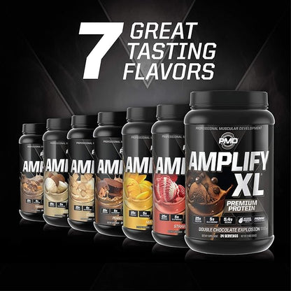 PMD Sports Amplify XL Premium Whey Protein Supplement Hydro Greens Blend - Glutamine and Whey Protein Matrix with Superfood for Muscle, Strength and Recovery - Mango Mania (24 Servings)