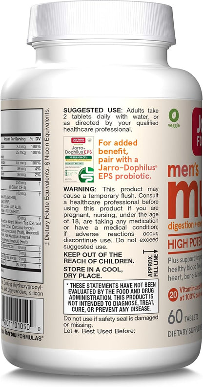 Jarrow Formulas Men's Multi+ Multivitamins, Multivitamin for Men, 60 Tablets, 30 Day Supply