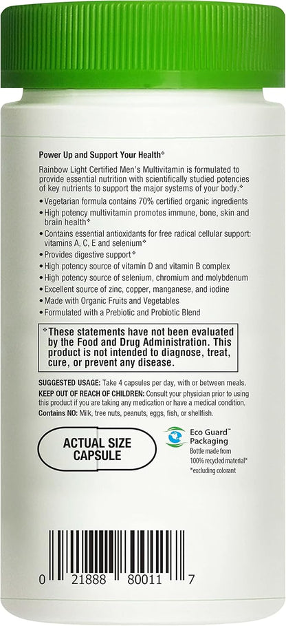 Rainbow Light Multivitamin for Men, Vitamin C, D & Zinc, Probiotics, Men's Multivitamin Provides High Potency Immune, Heart, & Liver Support, Non-GMO, Vegetarian, 120 Tablets