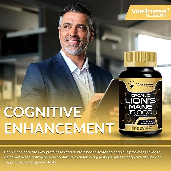 Lions Mane Supplement Capsules - 120 Count - Mushroom Supplement, Brain Supplements for Memory and Focus, Lion's Mane Mushroom Capsules - Cognitive and Immune Support, Focus Supplement - Pack of 2