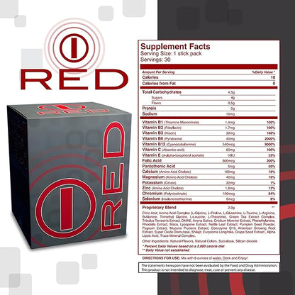 Energy Drink Powder, Red for Men 30 Drink Mix Packets. Energy Drink Packets Specially Tailored for Men. Energy Powder Drink Mix Designed to Purify and Energize The Body