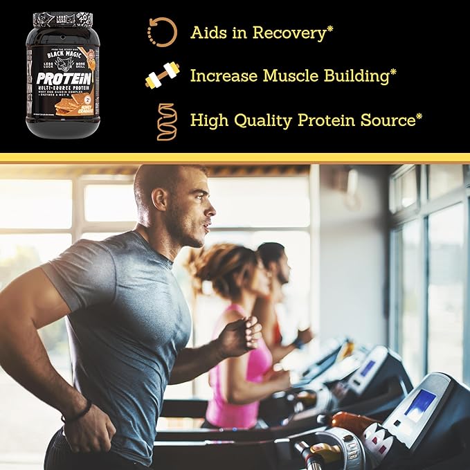 Worldwide Nutrition Bundle: Black Magic Multi-Source Protein Powder - Whey, Egg Albumin Enzymes, Micellar Casein & MCTs-Muscle Mass Gaining -Honey Grahams Flavor-2 LB & Multi Purpose Keychain
