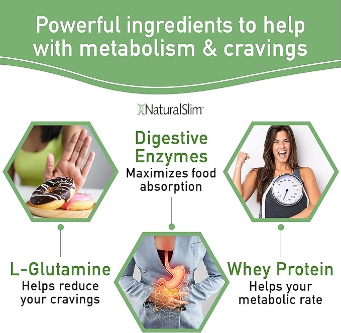 NaturalSlim Strawberry Metabolic C-Plus Meal Replacement Protein Powder - Low Carb Protein Shake with Immune Support Fortified with Vitamin C, Zinc & Amino Acid - 10 Servings 17.6 oz