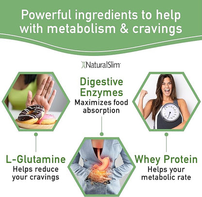 NaturalSlim Strawberry Metabolic C-Plus Meal Replacement Protein Powder - Low Carb Protein Shake with Immune Support Fortified with Vitamin C, Zinc & Amino Acid - 10 Servings 17.6 oz