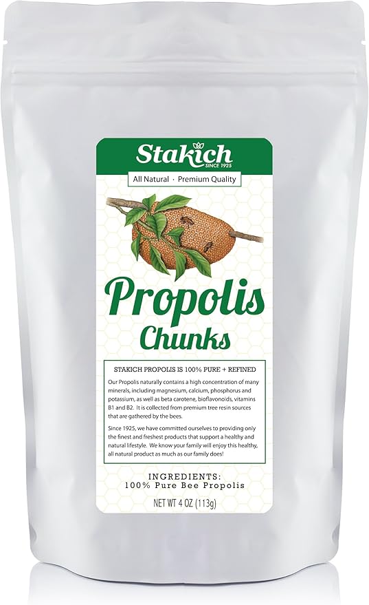 Stakich Bee Propolis Chunks - Pure, Natural - 4 Ounce