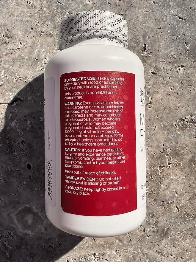 Bariatric Advantage Multi Formula without Iron, High Potency Daily Multivitamin for Bariatric Surgery Patients with 22 Essential Vitamins and Nutrients - 180 Capsules