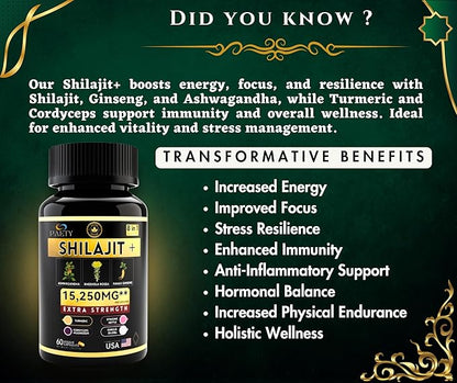8-in-1 Vitality Bundle | Pure Himalayan Shilajit with Rhodiola, Ashwagandha, Ginseng, Ginkgo Biloba, Turmeric, Cordyceps & Stinging Nettle for Full Body Wellness | Boost Immunity & Enhance Energy