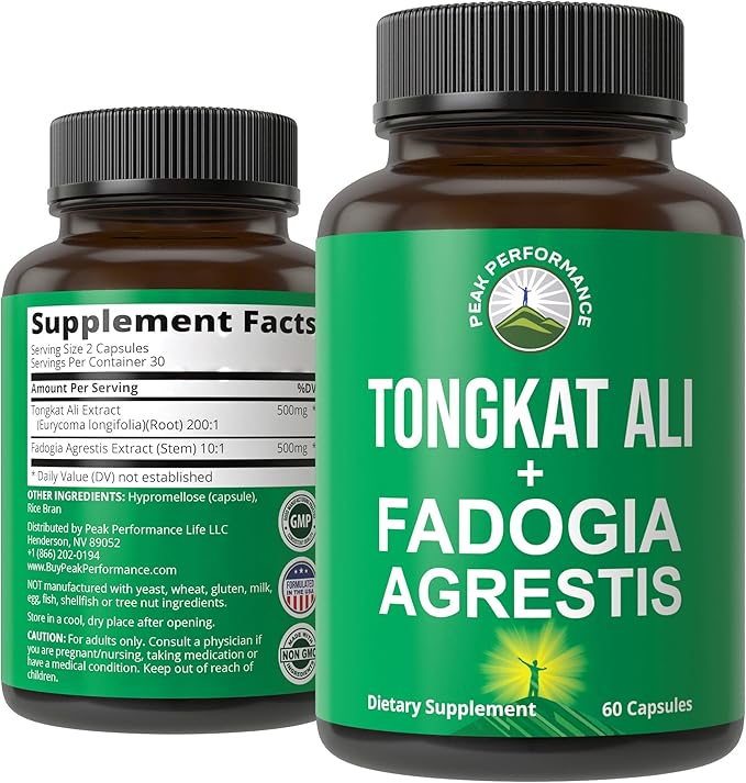 Tongkat Ali + Fadogia Agrestis 2-in-1 T Supplement for Men. Ultra High Strength Tongkat-Ali Longjack Extract + Fadogia Agrestis Extract. Vegan Capsules. Support Natural Energy. USA Tested Pills