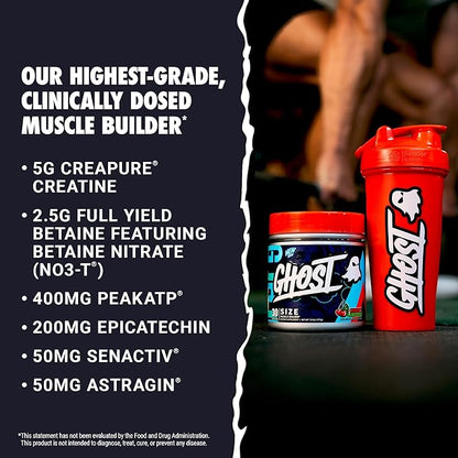 GHOST Size V3 Muscle Builder Dietary Supplement - Cherry Limeade, 30 Servings – Support Muscle Growth & Strength Building for Men & Women - Creatine & Betaine - Free of Sugar & Gluten