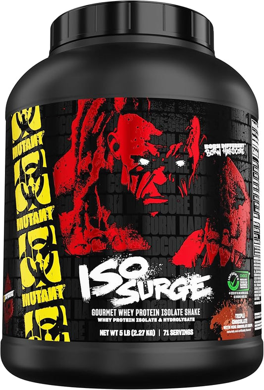 Mutant ISO Surge Whey Protein Isolate Powder Acts Fast to Help Recover, Build Muscle, Bulk and Strength, 5 lb - Triple Chocolate