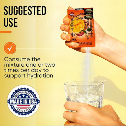 Electrolytes Powder Plus, Keto, Mango Passionfruit, Sugar Free, 1000mg Potassium, 120mg Calcium, 120mg Magnesium, Non-GMO, Zero Calories, 30 Hydration Packets