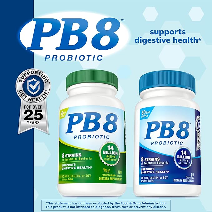 Nutrition Now PB 8 Probiotic Acidophilus for Life* Vegetarian Dietary Supplement for Men and Women, 120 Count (Pack of 2)