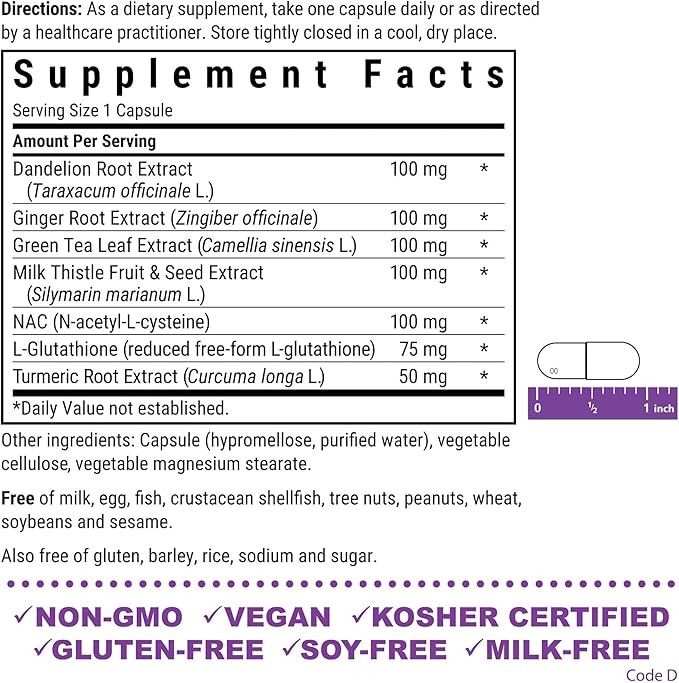 Bluebonnet Nutrition Liver Detox, Liver Health*, Antioxidant Protection*, Soy-Free, Gluten-Free, Kosher Certified, Non-GMO, Dairy-Free, 30 Vegetable Capsules, 30 Servings