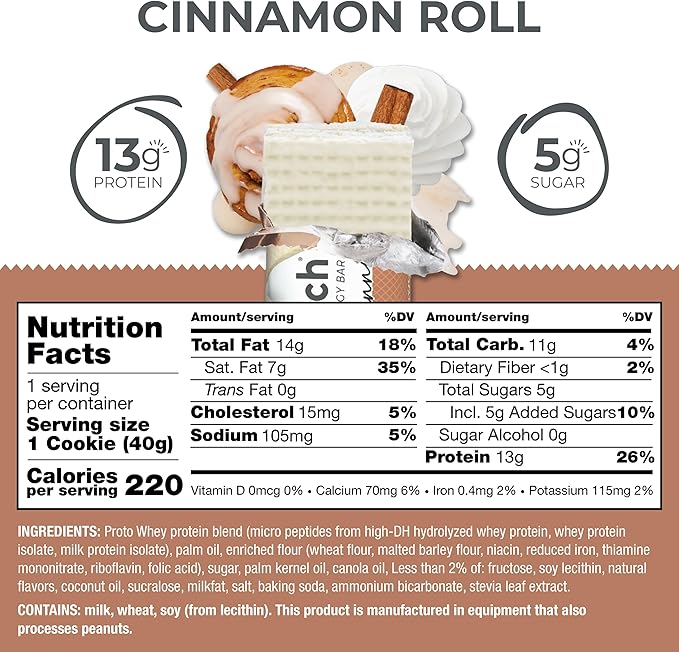 Power Crunch Protein Wafer Bars, High Protein Snacks with Delicious Taste, Cinnamon Roll, 1.4 Ounce (12 Count)